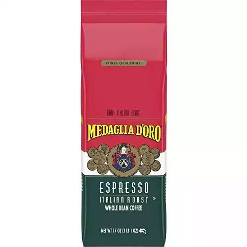 Medaglia D'Oro Italian Roast Espresso Whole Bean Coffee, 17 Ounce (Pack of 8)