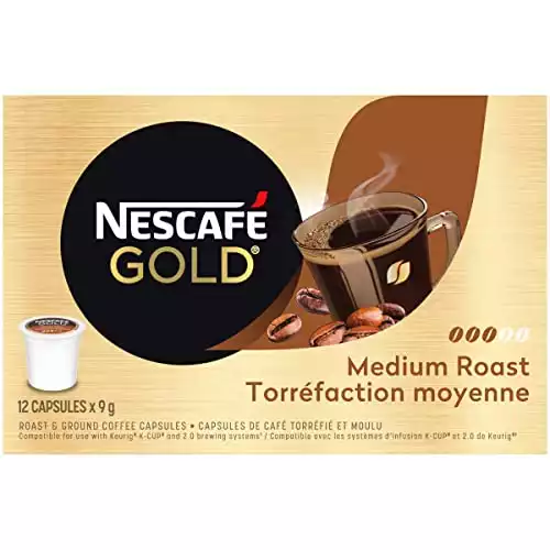 Nescafe Gold Rich & Smooth Keurig Kcup Coffee Pods Crafted with Arabica Beans, 12 capsules {Imported from Canada}