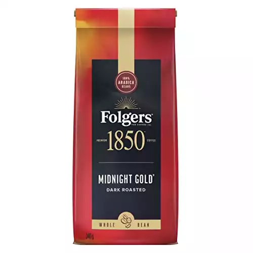 Folgers, 1850 Midnight Gold, Whole Bean Coffee, 340g/12oz.,